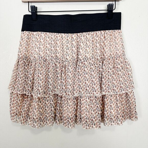 Y2K‎ Deb Mini Skirt Womens Large Boho Chic Cottagecore Vintage Floral Ruffled - Picture 4 of 9